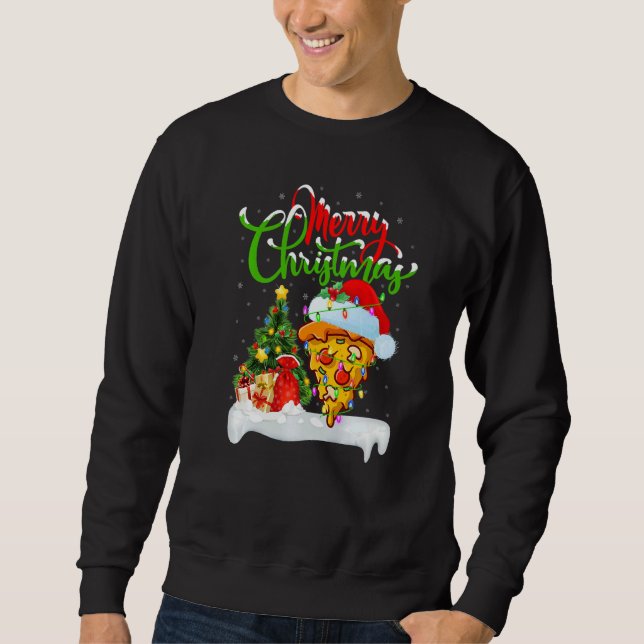 Sweatshirt Pizza Food  Xmas Decorations Santa Pizza Christmas (Devant)