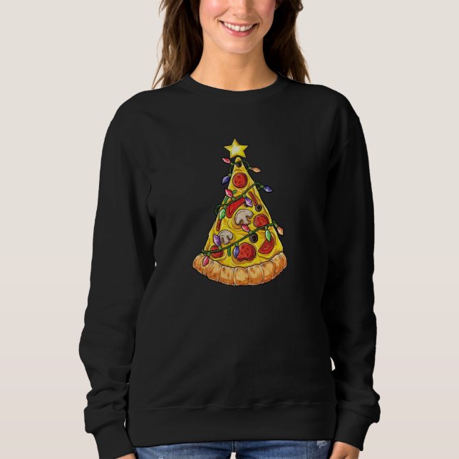 Sweatshirt Pizza Slice Christmas Tree Light Pizza Eater (Devant)