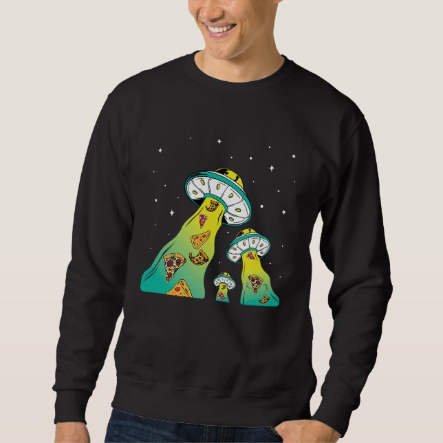 Sweatshirt Pizza UFO Alien Extraterrestre Mangeant de la Pizz (Devant)