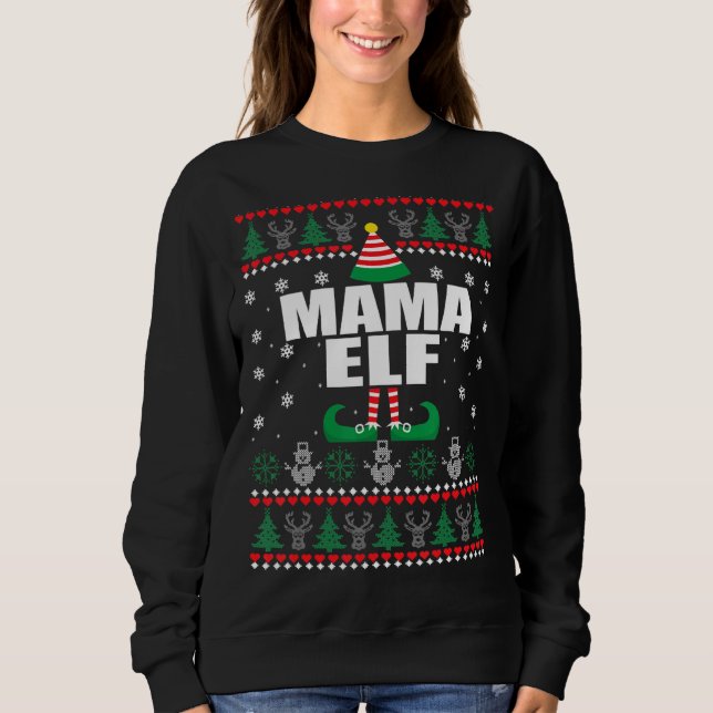 Sweatshirt Pjama de Noël Mama ELF Matching Family (Devant)
