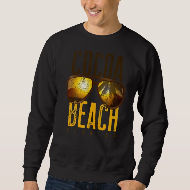 Sweatshirt Plage de Cocoa Floride Palmiers Retro Souvenir Coc (Devant)