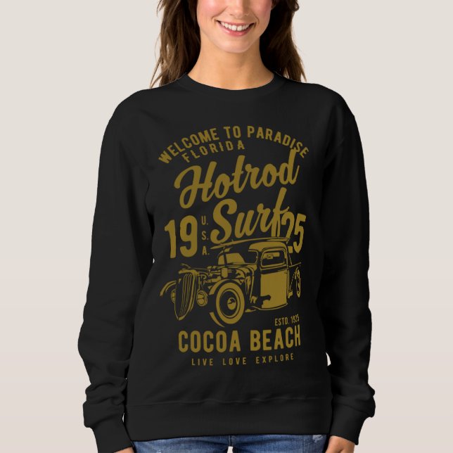 Sweatshirt Plage de Cocoa Floride Rétro Hotrod Surf  1 (Devant)