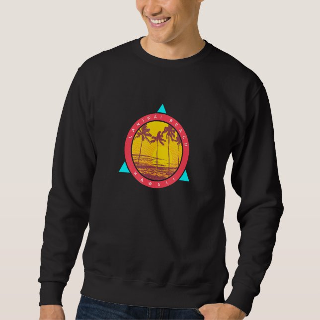 Sweatshirt Plage de Lanikai Palmiers Hawaii Coucher de soleil (Devant)