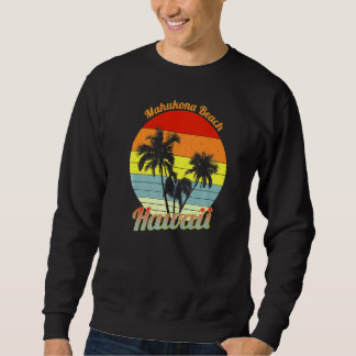 Sweatshirt Plage de Mahukona Hawaii Palmiers tropicaux rétro