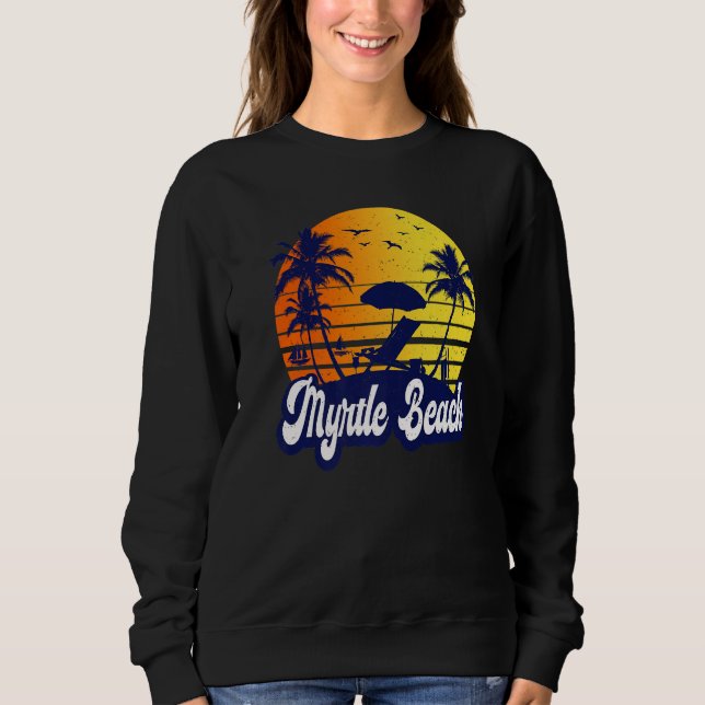Sweatshirt Plage de Myrtle Caroline Sunset Beach Rétro Premiu (Devant)