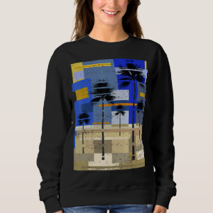 Sweatshirt Plage de surfer de palmiers Sunset Art Abstrait Hi