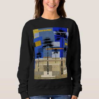 Sweatshirt Plage de surfer de palmiers Sunset Art Abstrait Hi