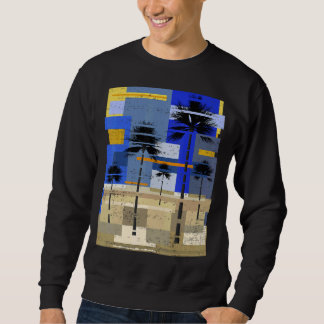 Sweatshirt Plage de surfer de palmiers Sunset Art Abstrait Hi