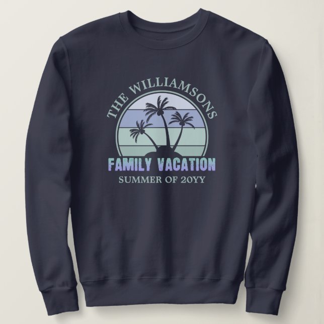 Sweatshirt Plage de vacances familiales sur mesure Île tropic (Design devant)