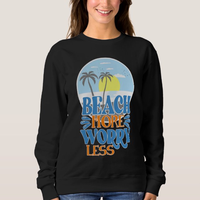 Sweatshirt Plage Plus Moins Inquiète Vacances Essentiels (Devant)