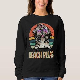 Sweatshirt Plage S'Il Vous Plaît Shih Tzu Hawaii Beach Bonjou