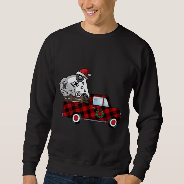 Sweatshirt Plaid Red Truck Controller Vidéo Jeu de Noël Pa (Devant)