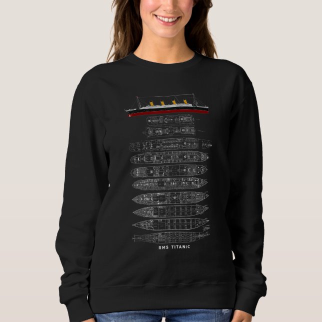 Sweatshirt Plan de section du navire Titanic Croisière océan  (Devant)