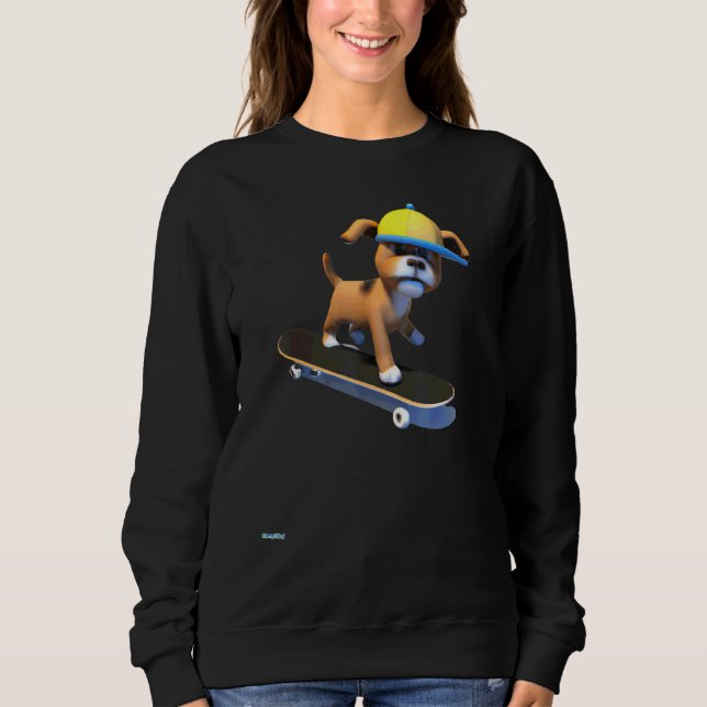 Sweatshirt Planche à roulettes de chien (Devant)