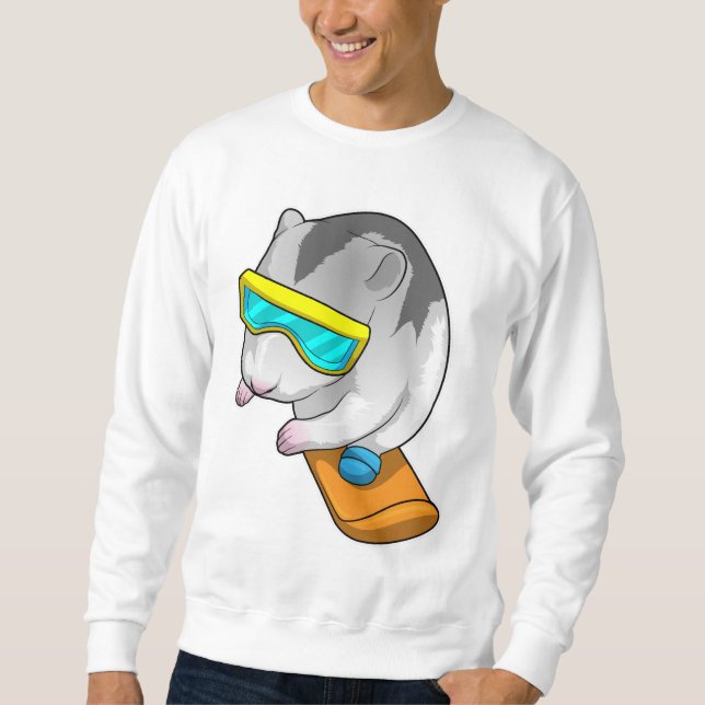 Sweatshirt Plancheur de hamster sur snowboard (Devant)