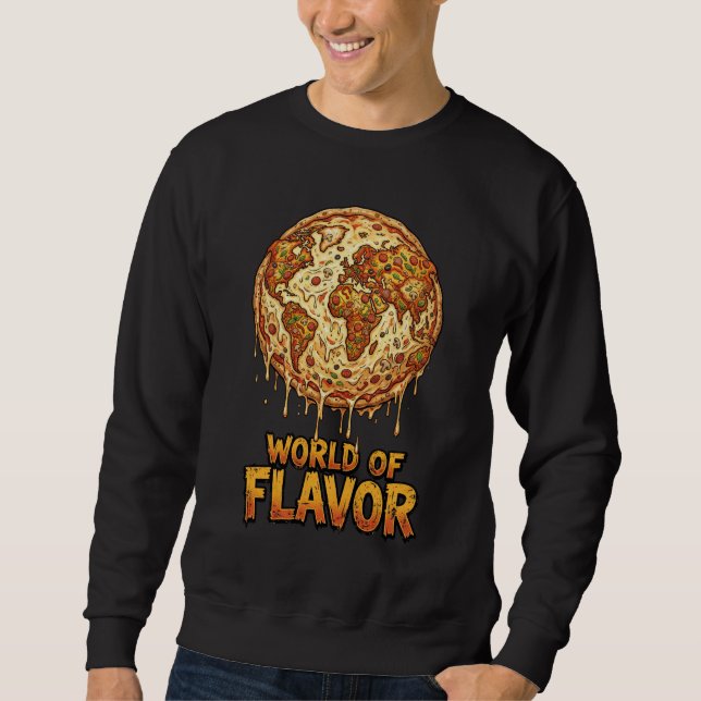 Sweatshirt Planète de surcharge de pizza (Devant)