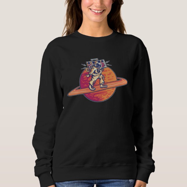 Sweatshirt Planets space saturn retro music player astronaut (Devant)