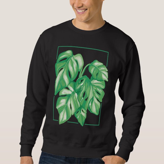 Sweatshirt Plante d'intérieur Monstera Variegata feuille trop (Devant)