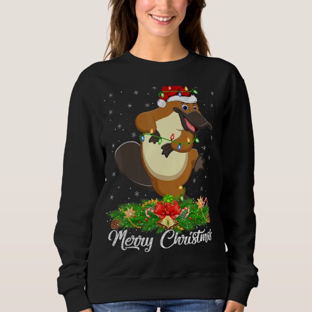 Sweatshirt Platypus Amoureux des animaux correspondant Santa  (Devant)