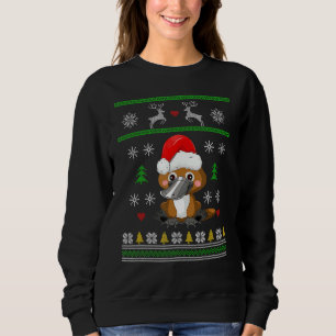 Sweatshirt Platypus Noël Douille moche Santa Hat Duckbill