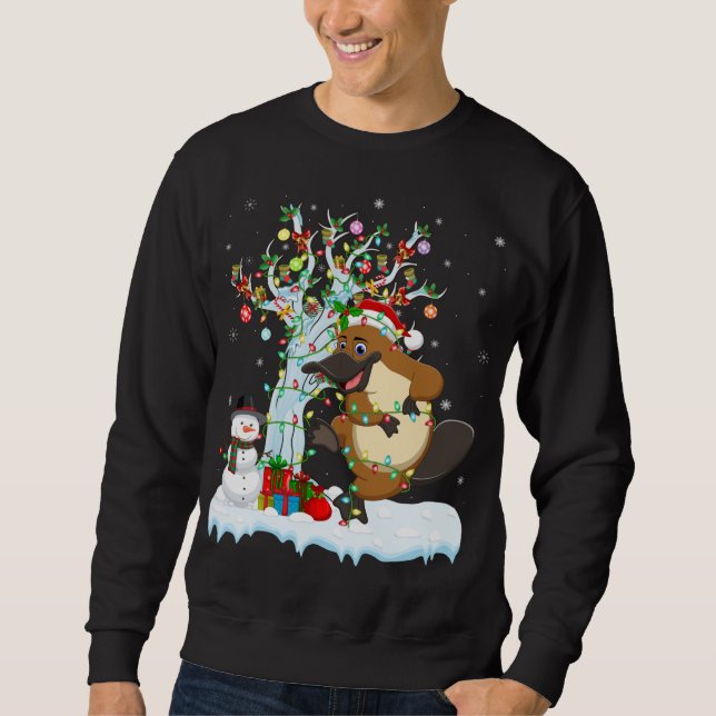 Sweatshirt Platypus Xmas Lumière Arbre Santa Hat Platypus Chr (Devant)