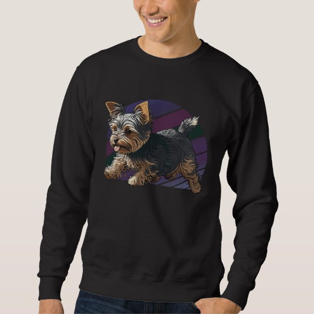 Sweatshirt Playful Yorkshire Terrier Dog Pop Art Proud Yorkie (Devant)