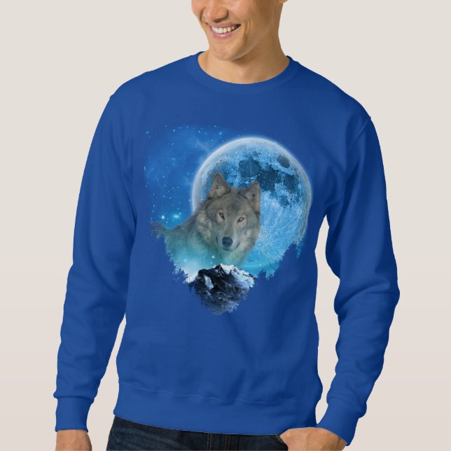 Sweatshirt Pleine lune de loup de bois gris (Devant)