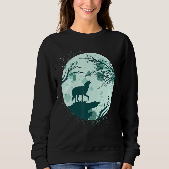 Sweatshirt Pleine lune Forêt Animaux Predator Lune Howling (Devant)