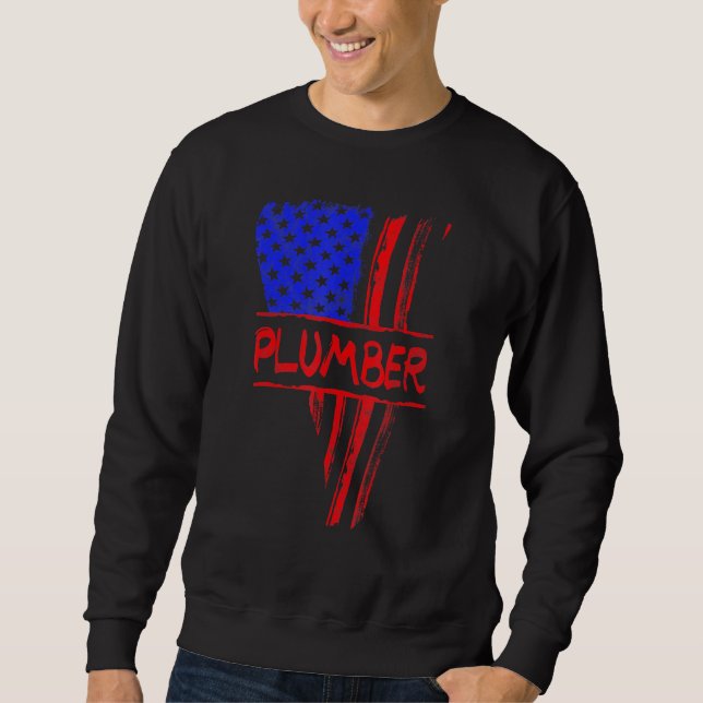 Sweatshirt Plombier Drapeau Américain Plomberie Triangulaire  (Devant)
