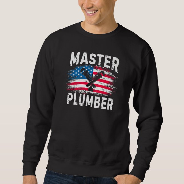 Sweatshirt Plombier expert Drapeau américain Plomberie patrio (Devant)