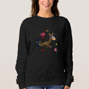 Sweatshirt Plongée sous-marine Snorkeling Llama calmar poulpe
