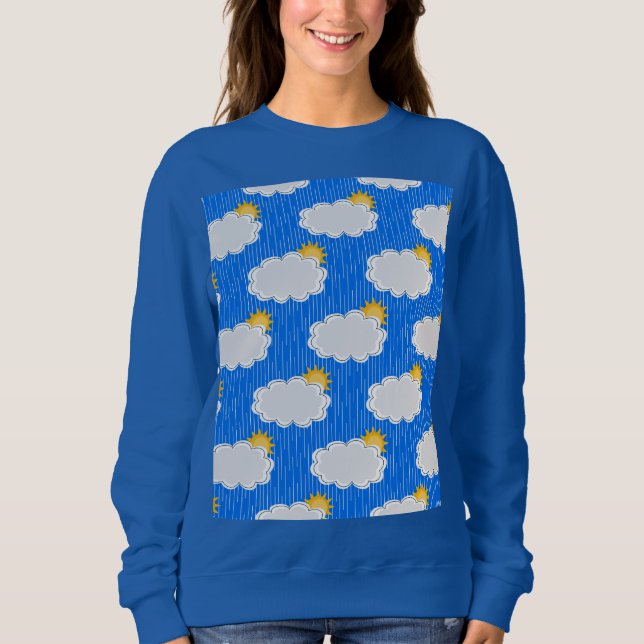 Sweatshirt Pluie de nuages de soleil Design Motif bleu (Devant)