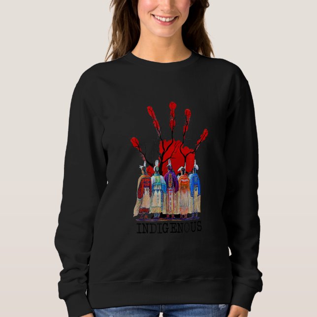 Sweatshirt Plus de soeurs volées MMIW Red Hand Print Native (Devant)