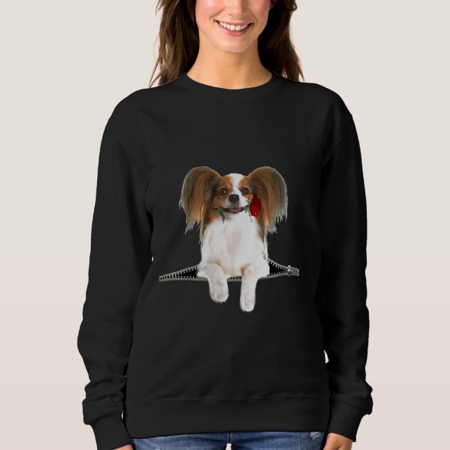 Sweatshirt Poche de Chien Zipper Rose Papillon (Devant)