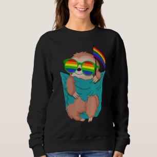 Sweatshirt Poche mignonne Sloth Lgbt Animal Rainbow Drapeau G