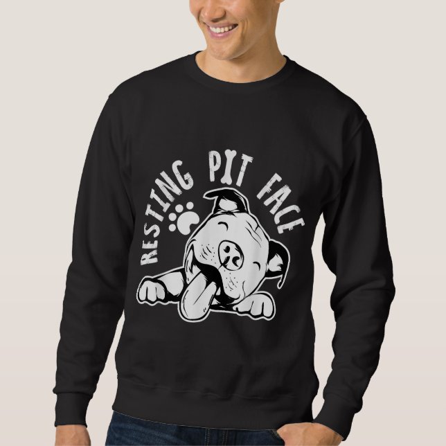 Sweatshirt Poignée de repos visage drôle chien, Pitbull mème  (Devant)