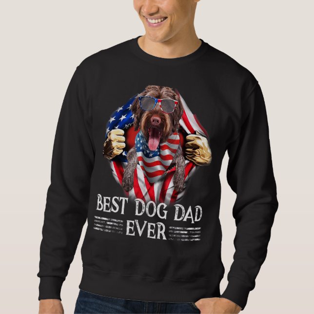 Sweatshirt Pointeur À poils durs allemand papa drapeau améric (Devant)