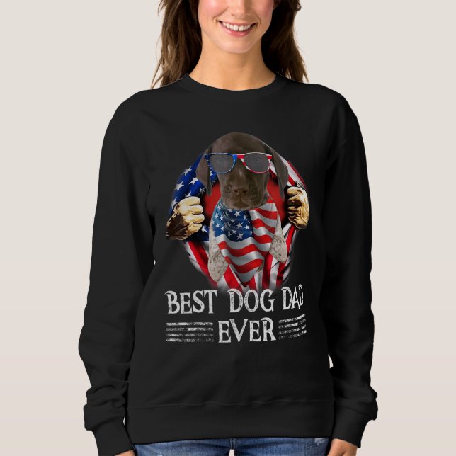 Sweatshirt Pointeur germanique papa drapeau américain 4e O (Devant)