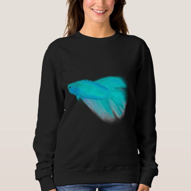 Sweatshirt Poisson clair bleu néon (Devant)