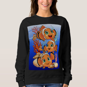 Sweatshirt Poisson clown Dessin animé mignon Famille Sous l'e