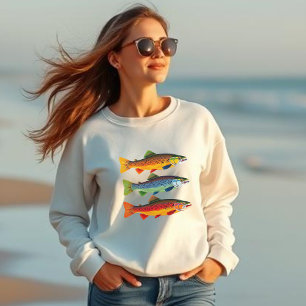 Sweatshirt Poisson coloré truite arc-en-ciel