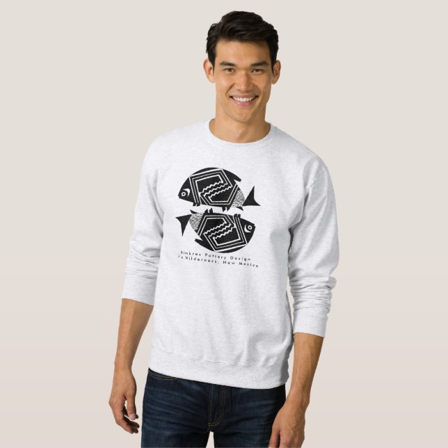 Sweatshirt Poisson Double, Mimbres Poterie Design T-shirt (Devant entier)