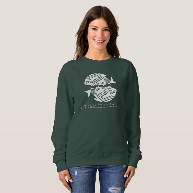 Sweatshirt Poisson Double, Mimbres Poterie Design T-Shirt Swe (Devant entier)