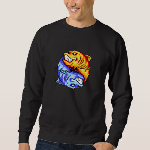 Sweatshirt Poisson Yin Yang Design Pêche Yang Bon Et Ba