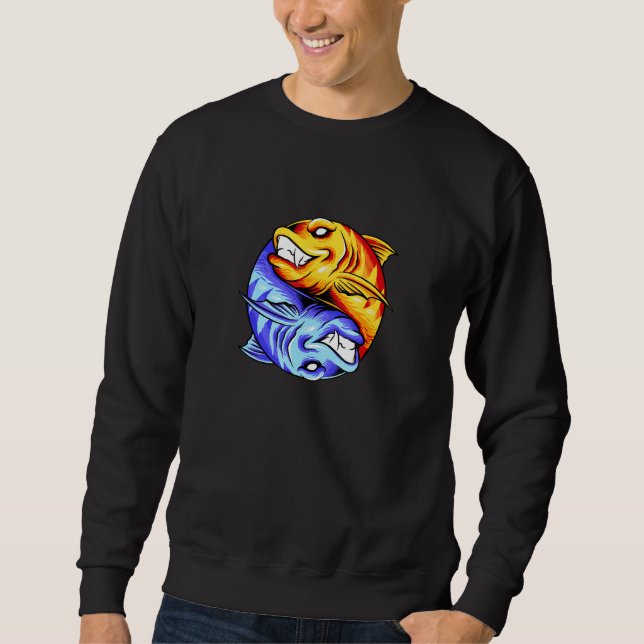 Sweatshirt Poisson Yin Yang Design Pêche Yang Bon Et Ba (Devant)