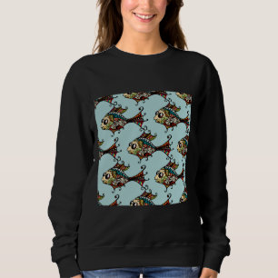 Sweatshirt Poissons Floraux exotiques Multicolor Motif sans s