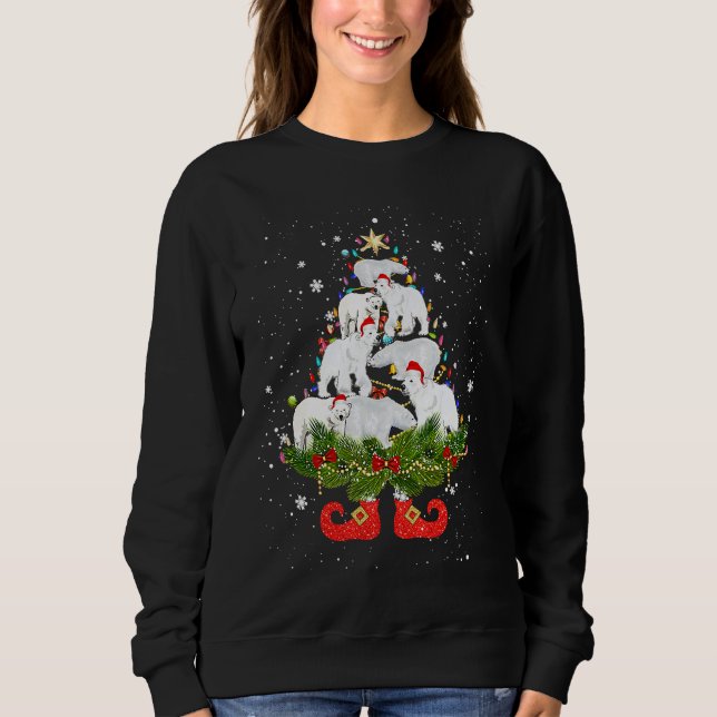 Sweatshirt Polar Bears Christmas Tree Lights  Santa Hat (Devant)