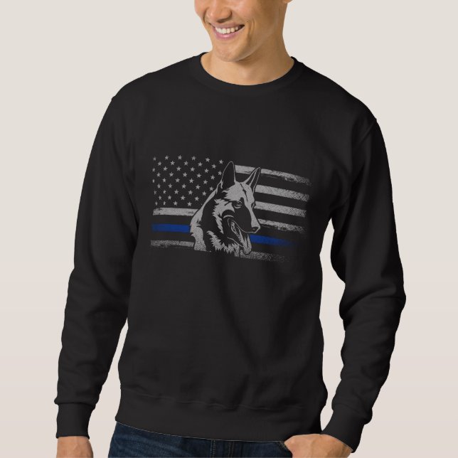 Sweatshirt Police de la Ligne Bleue Mince Chien Belge Malinoi (Devant)