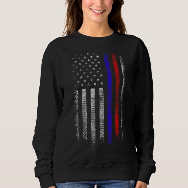 Sweatshirt Police des pompiers Drapeau Red & Blue Line (Devant)