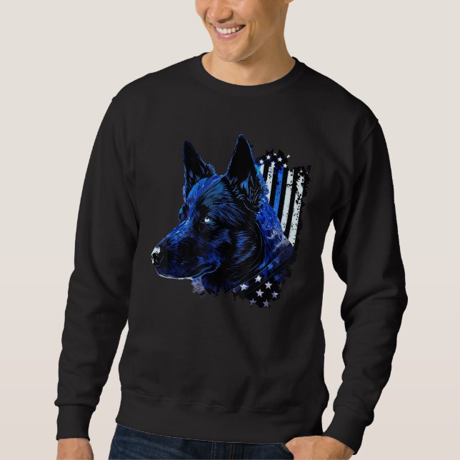 Sweatshirt Police Dog K9 Officer Patriotic American Flag Cani (Devant)